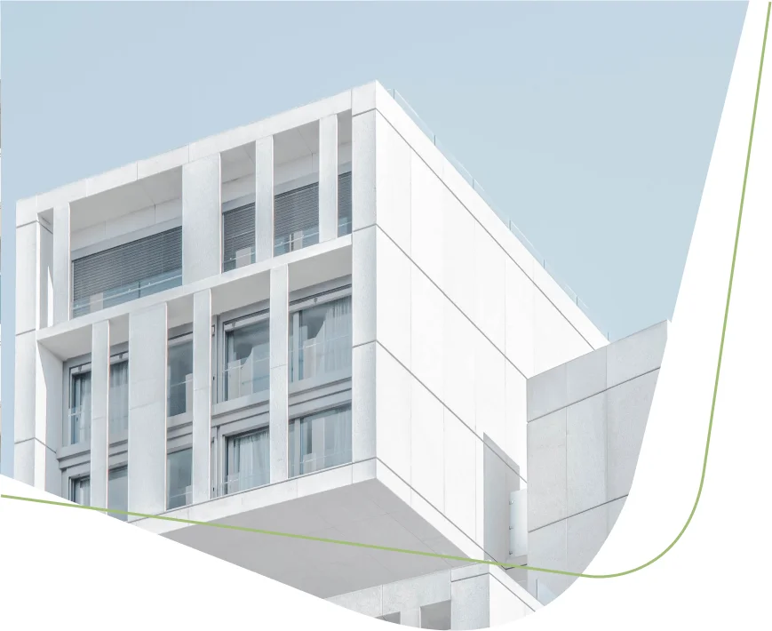 Modern building facade with white cladding